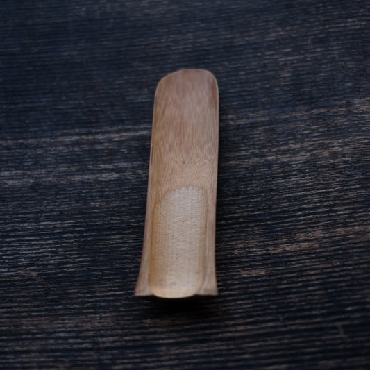 時代 木地長角仕切盆・竹工茶則付 (大正-昭和頃)
