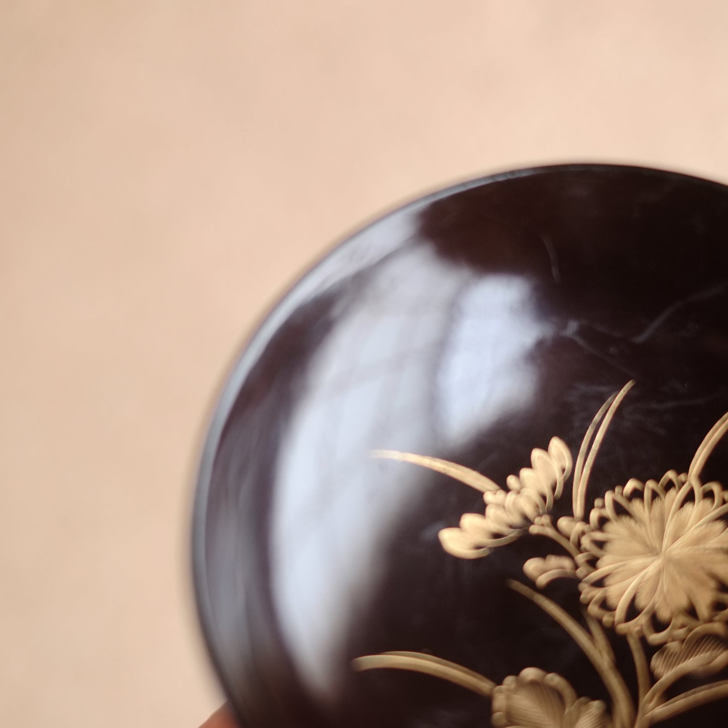 時代 菊文黒漆塗沈金小皿 5客揃 (明治時代)