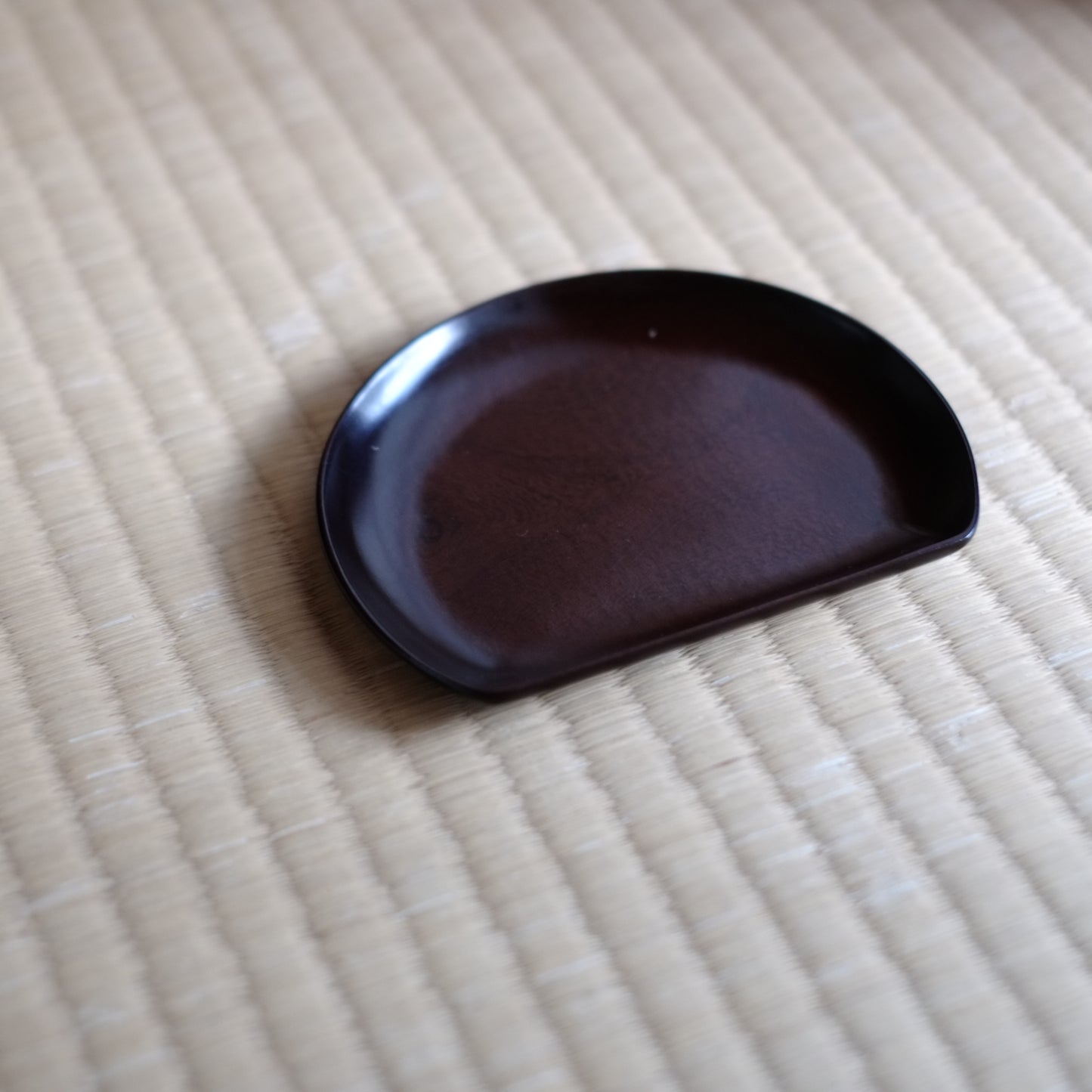 時代 木地塗 半月銘々皿 4客セット