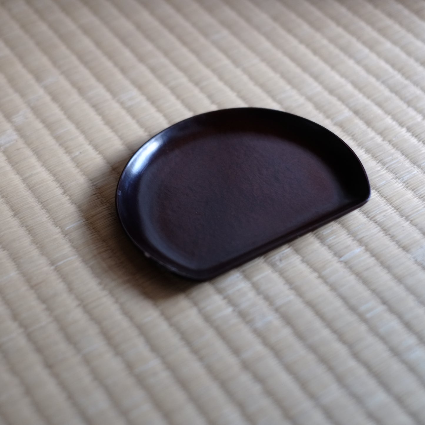 時代 木地塗 半月銘々皿 4客セット
