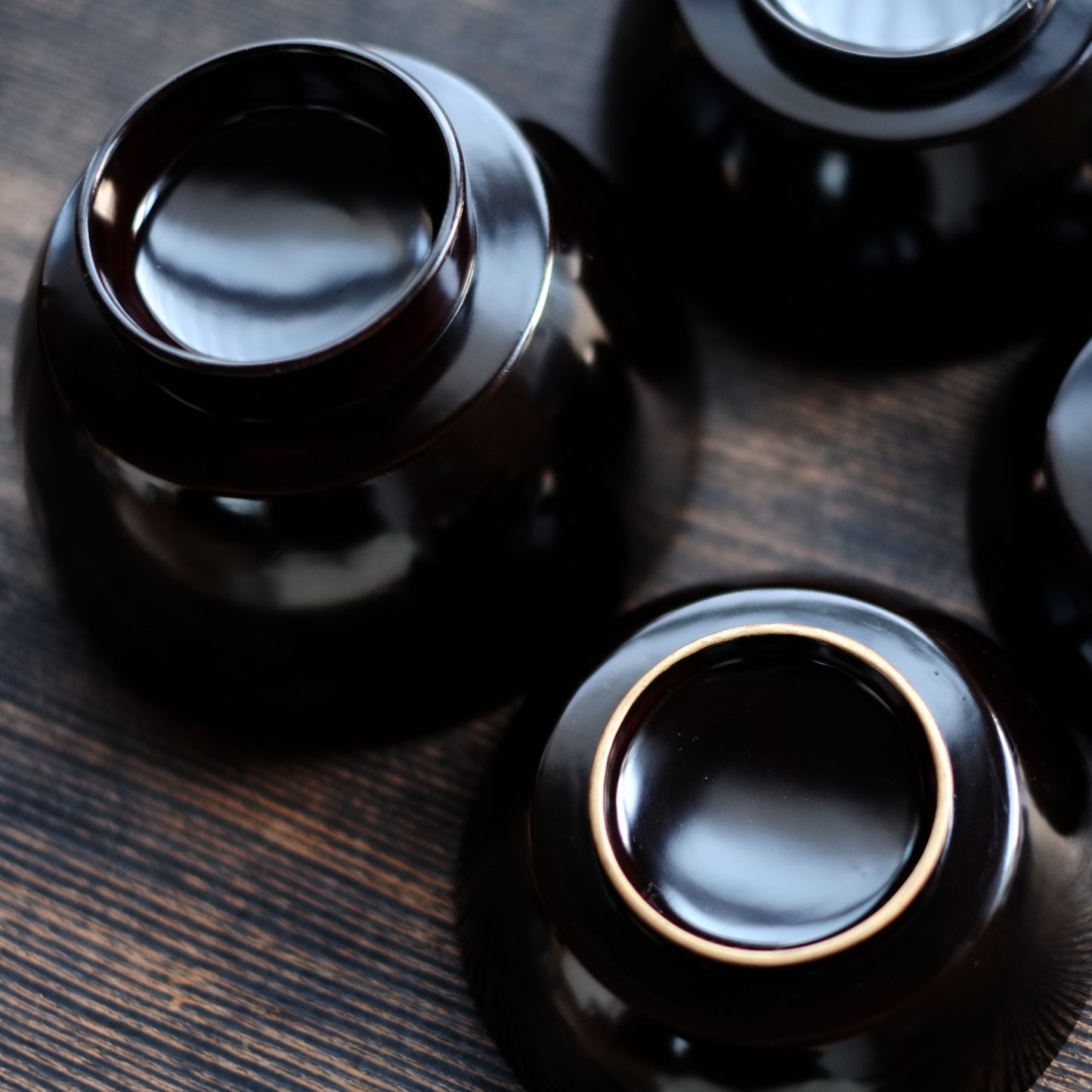 時代 黒漆塗 四つ椀 (幕末-明治期) 19世紀末