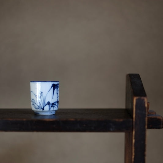 時代 笹文染付 覗き猪口(江戸-明治)19世紀