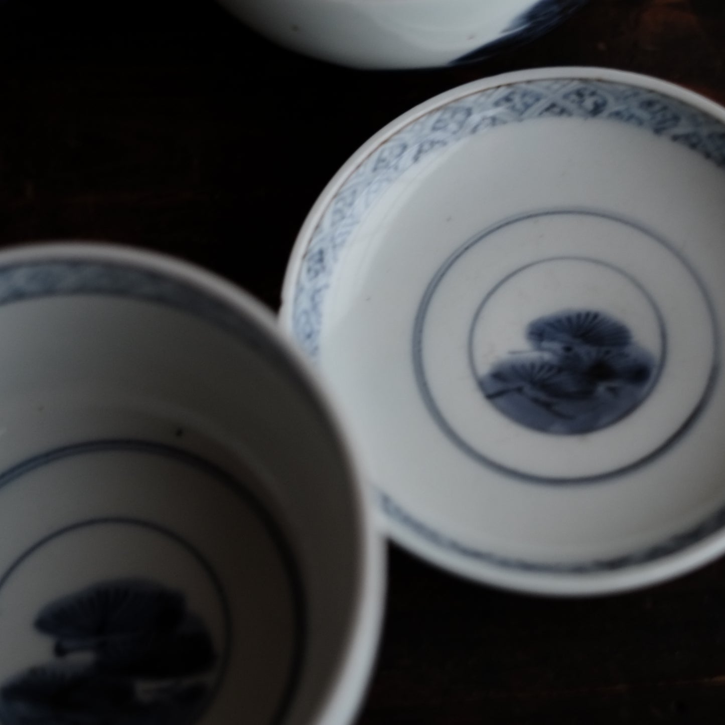 時代 松図染付 蓋付碗 (江戸時代 )