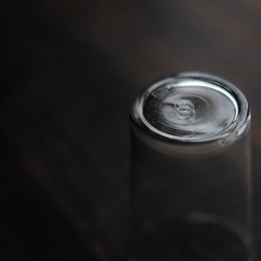 時代 型吹きガラス 玉縁グラス