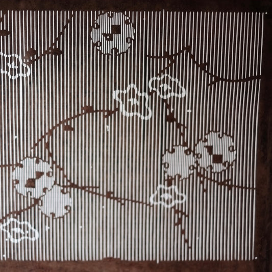 時代 縞梅花図 糸入れ 伊勢型紙