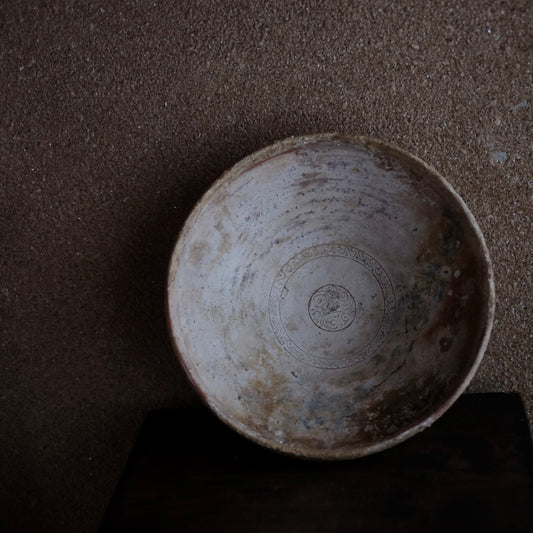 ビザンチン古陶 黄釉渦巻文大鉢 (11-13世紀)