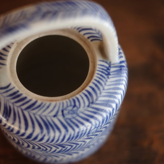 時代 花草文染付銚子 (明治時代)