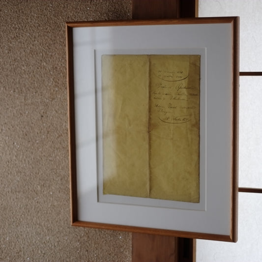 時代 フランス古文書表紙断簡 額装
Vente et Quittance
(1830〜1831年頃)