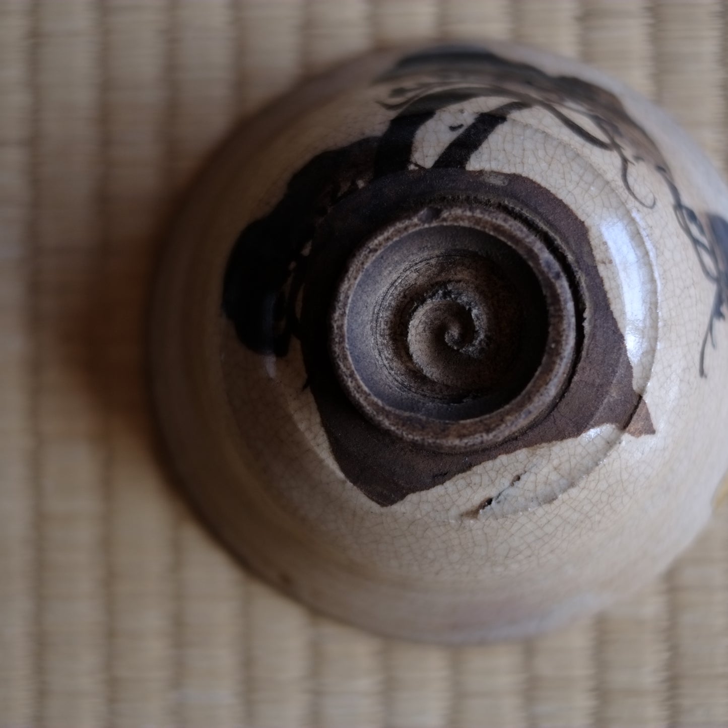時代 灰釉鉄絵 茶碗 (19世紀)