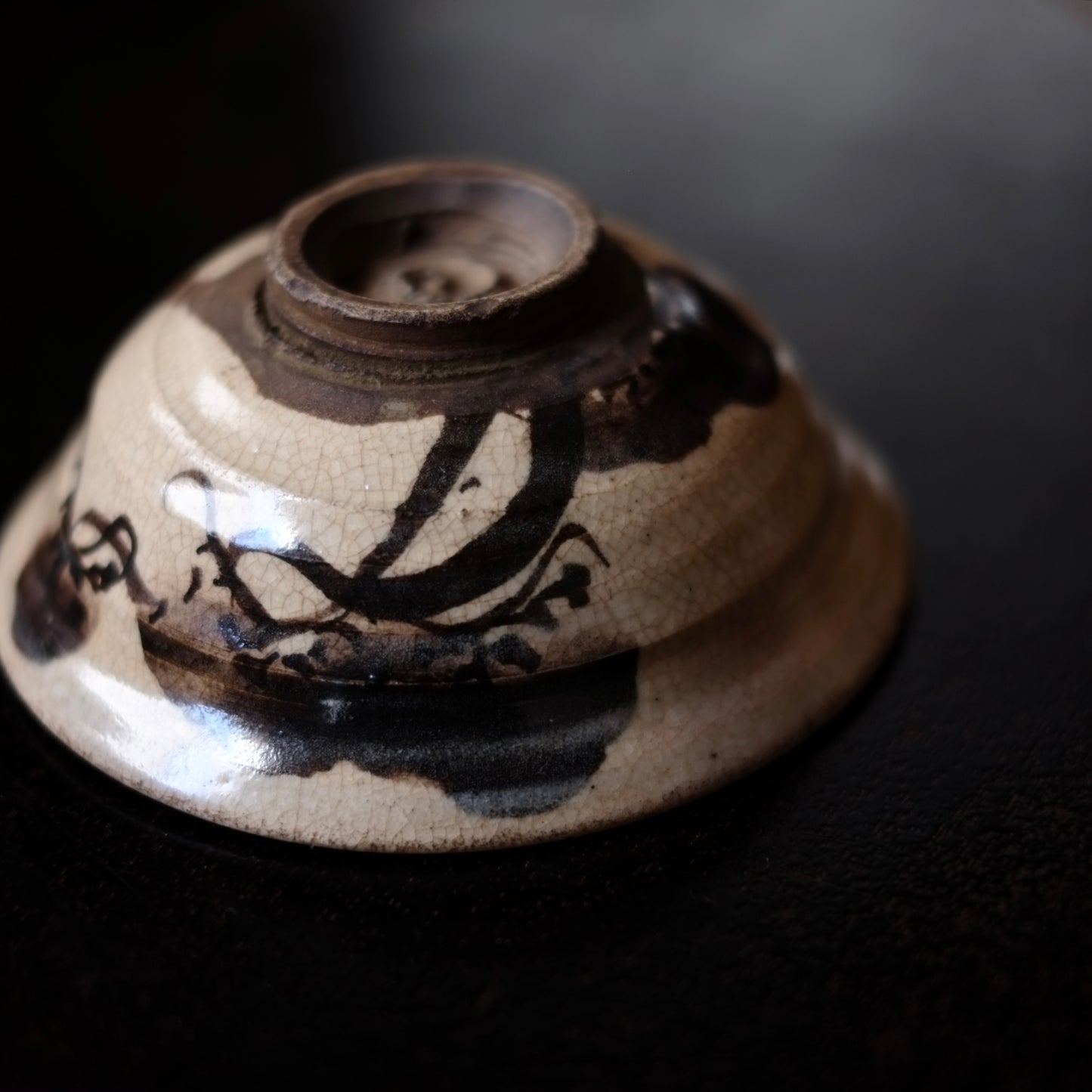時代 灰釉鉄絵 茶碗 (19世紀)