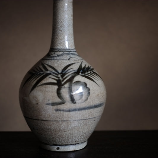 時代 陶胎染付笹文徳利 (江戸時代) 18-19世紀