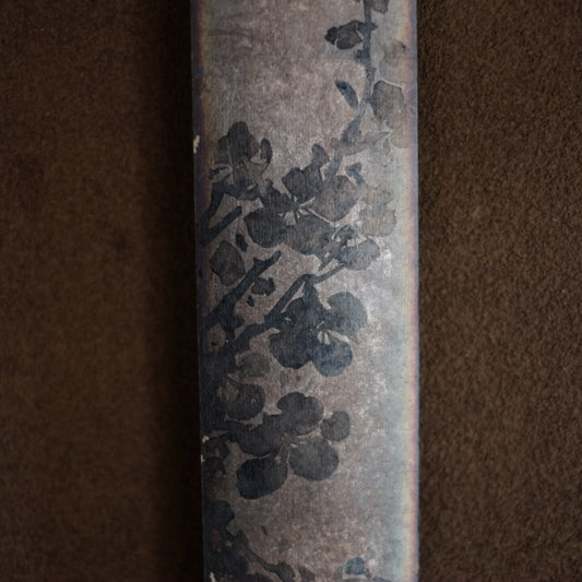 時代 銀地紙本梅図 水墨画 短冊