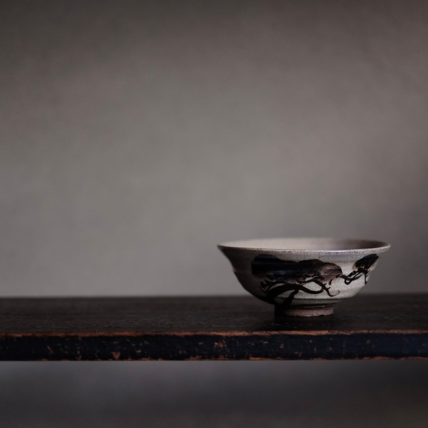 時代 灰釉鉄絵 茶碗 (19世紀)