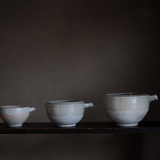 時代 灰釉片口 3セット(大正-戦前頃)
