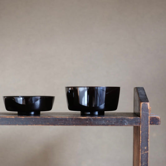 時代 利休形真塗一文字椀 飯椀 一 ・三ノ椀 (江戸後期-明治初期・19世紀)