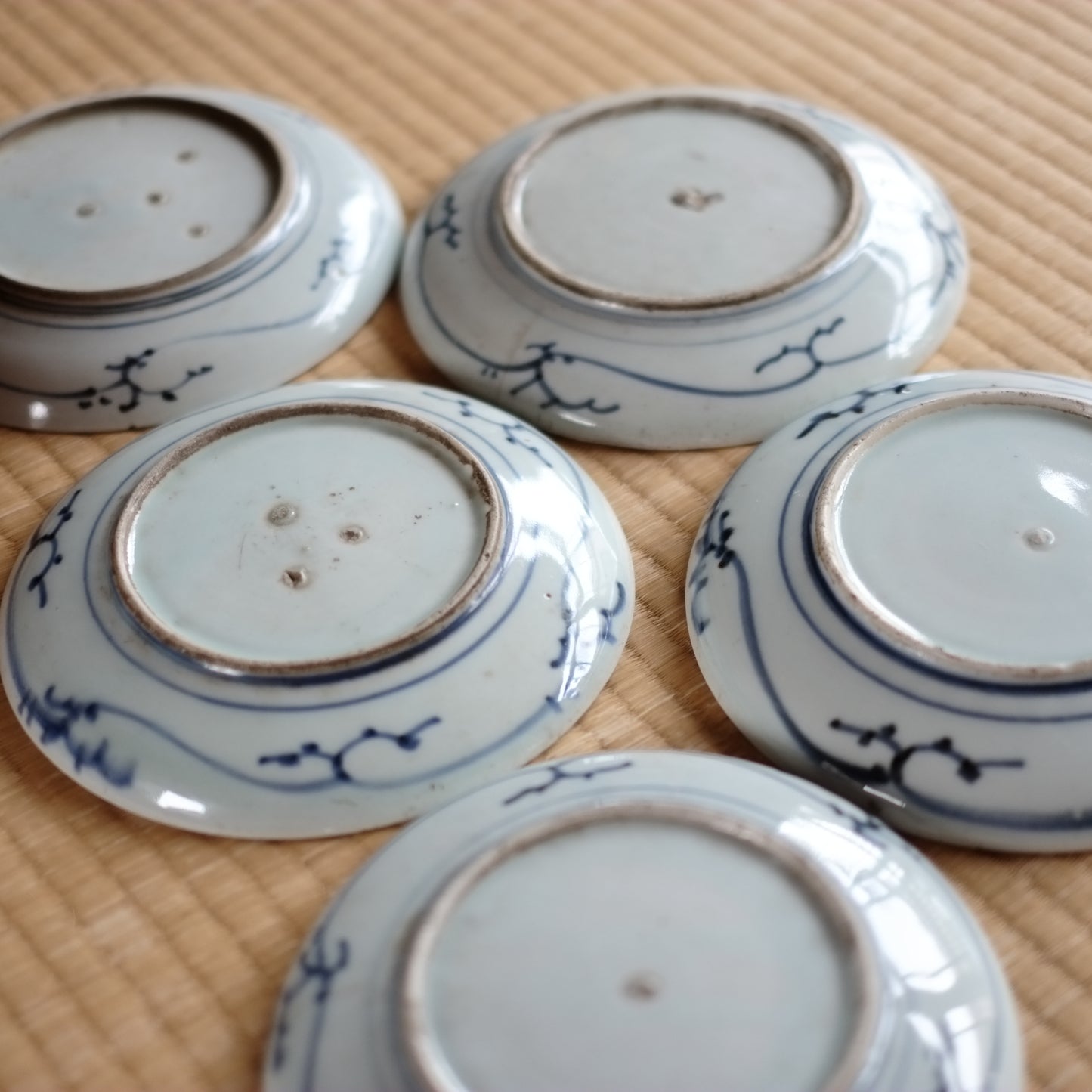 古伊万里染付 松竹梅図 六寸平皿 5客揃 (江戸時代19世紀)