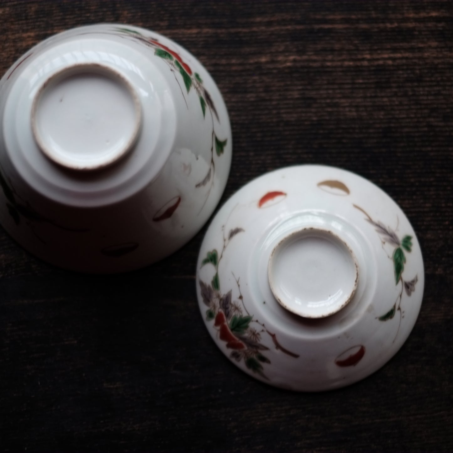 古伊万里白磁 栗図色絵 蓋付茶碗(江戸時代)