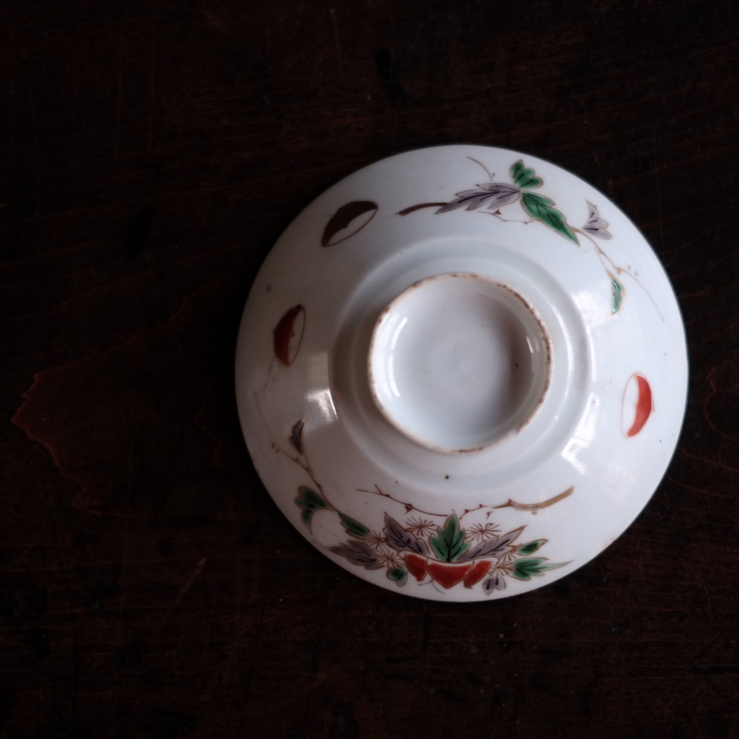 古伊万里白磁 栗図色絵 蓋付茶碗(江戸時代)