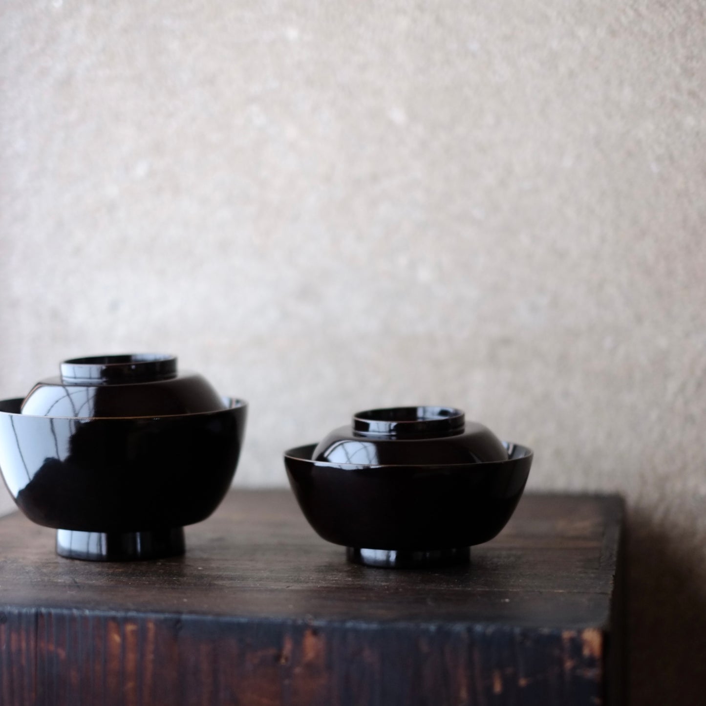 時代 布着黒漆塗 四つ椀 (19世紀)