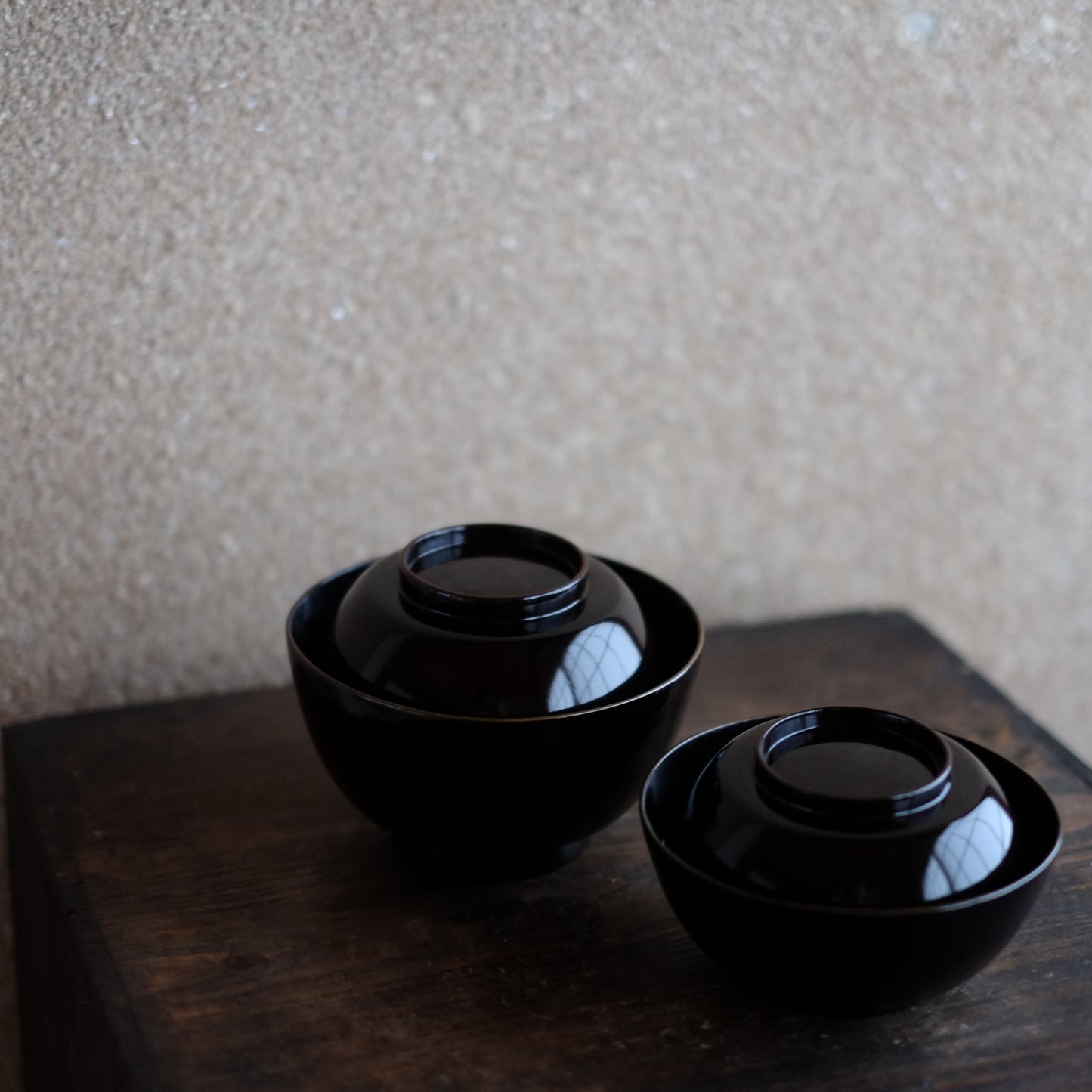 時代 布着黒漆塗 四つ椀 (19世紀)