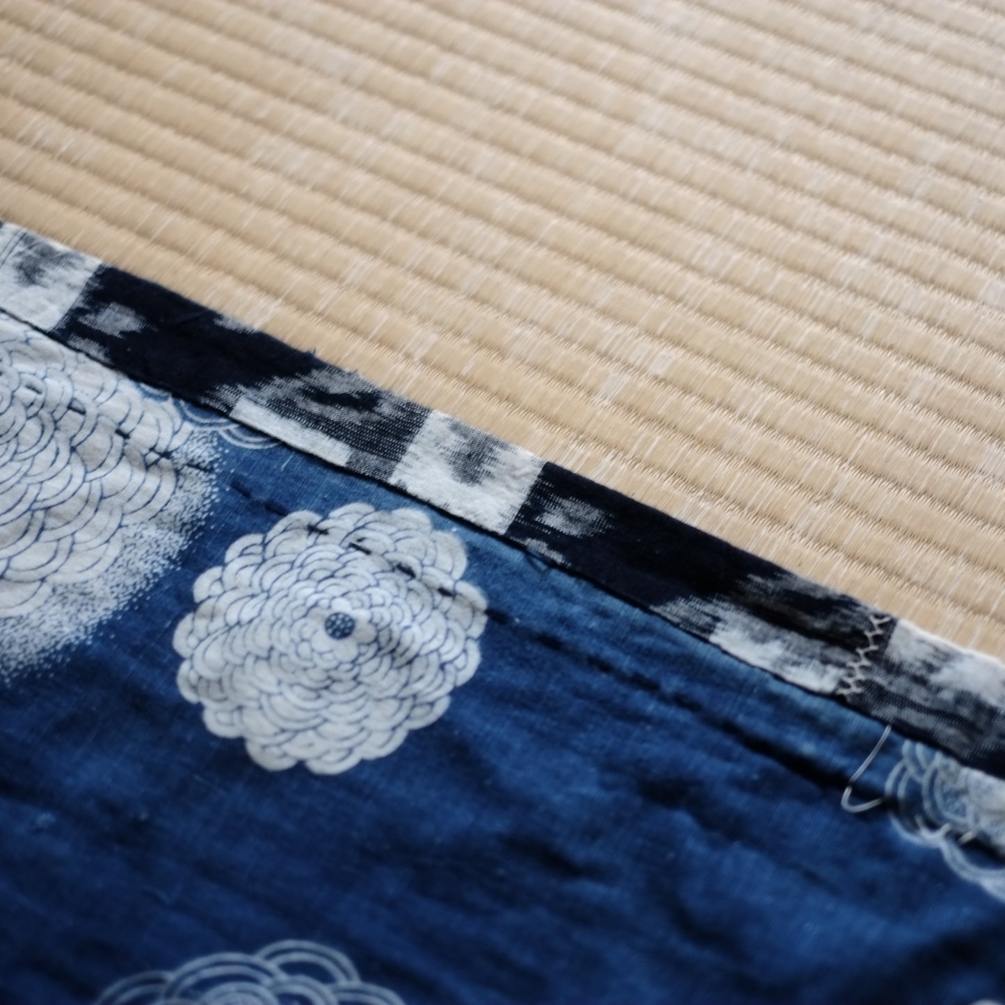 時代 藍染絞り型染め絣刺し子古布