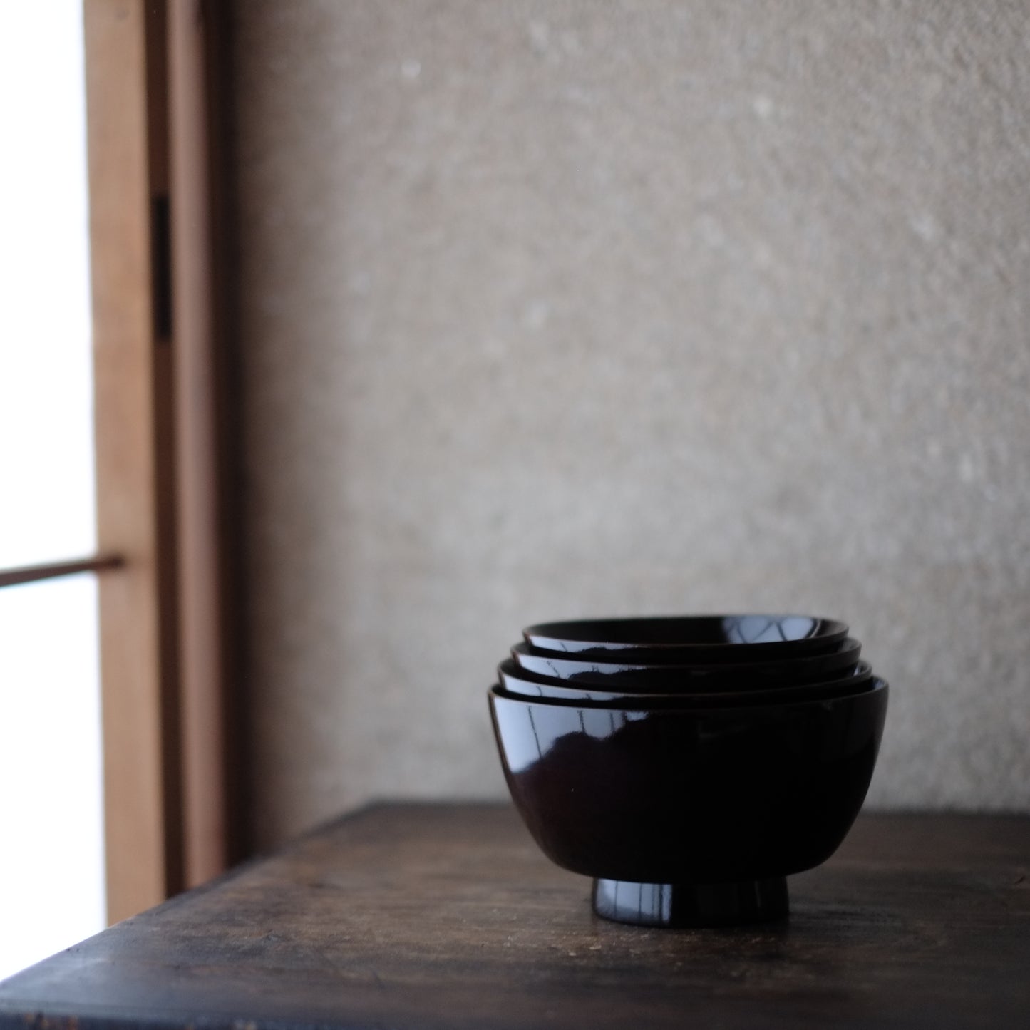 時代 布着黒漆塗 四つ椀 (19世紀)