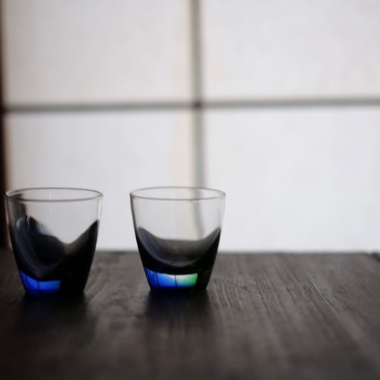 時代 底青緑色 ガラス コップ
