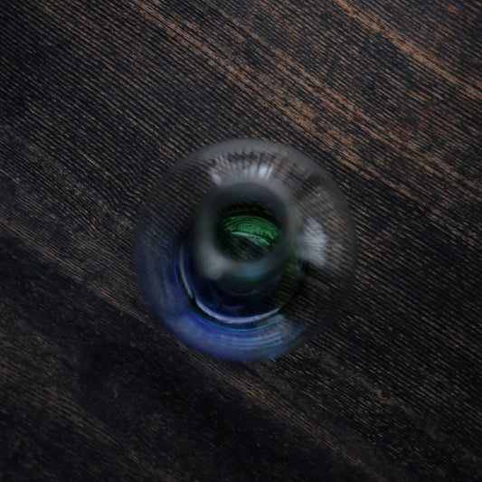 時代 底青緑色 ガラス徳利