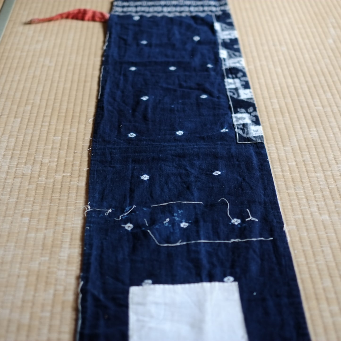 時代 藍染絞り型染め絣刺し子古布