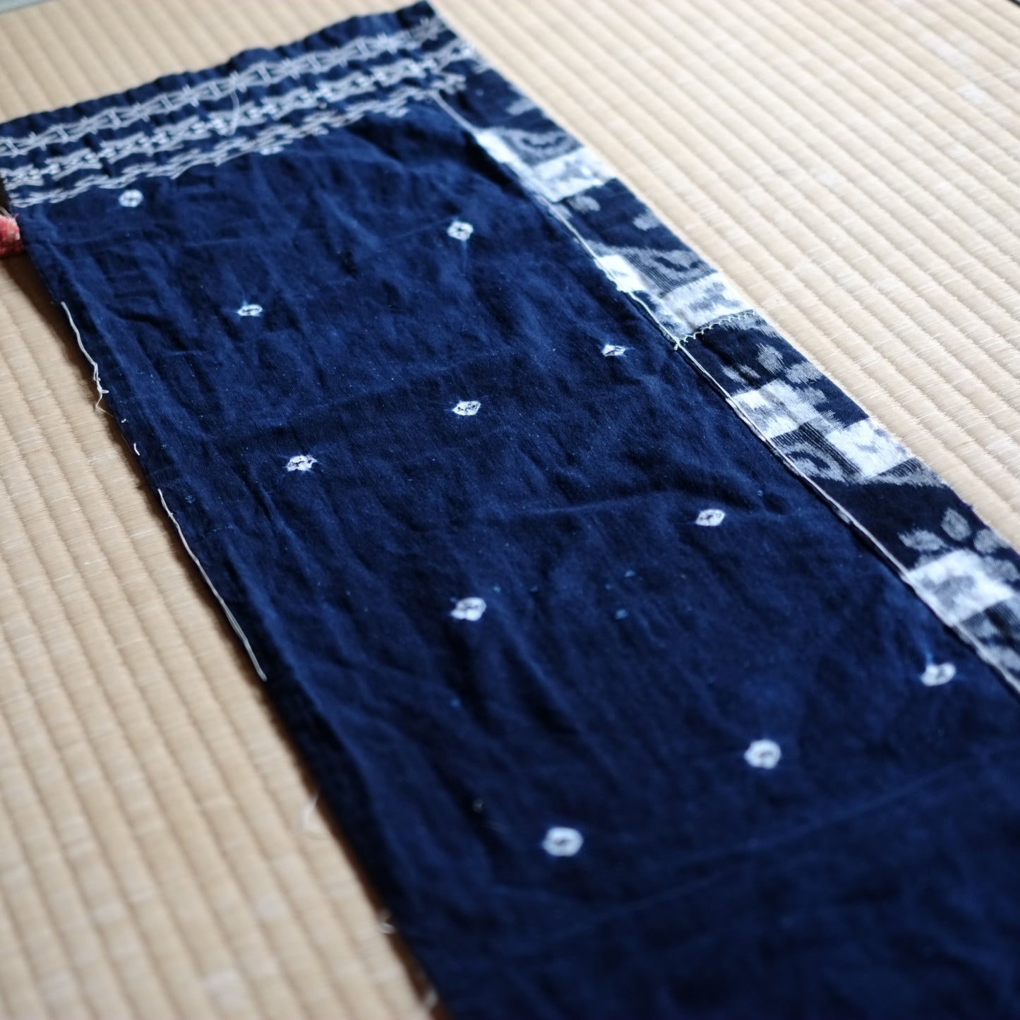 時代 藍染絞り型染め絣刺し子古布