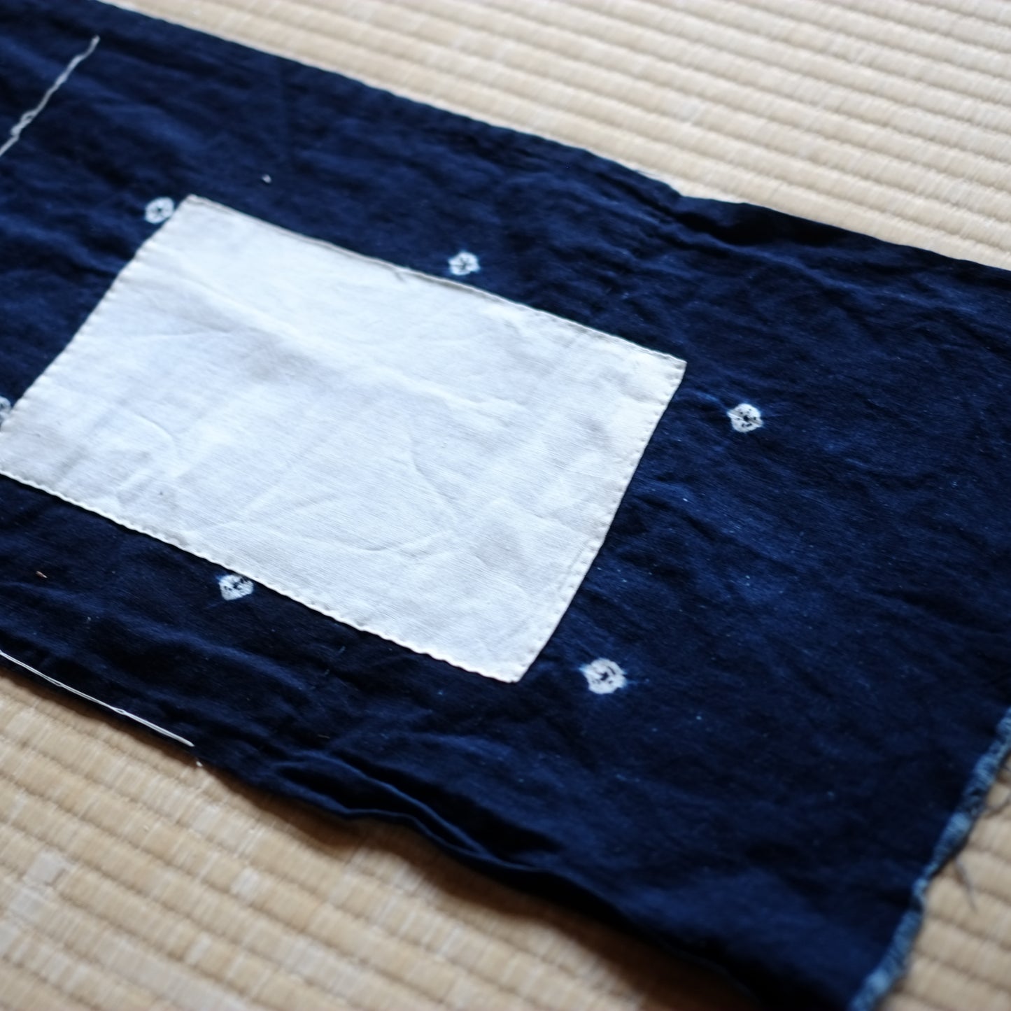 時代 藍染絞り型染め絣刺し子古布