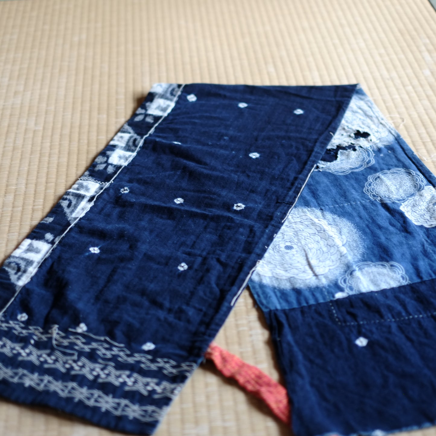 時代 藍染絞り型染め絣刺し子古布