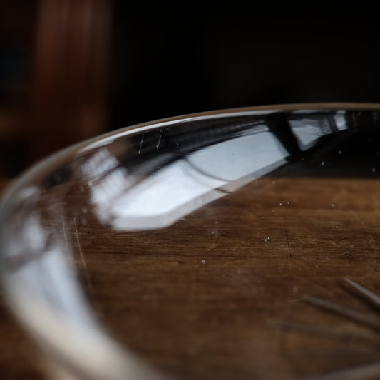 時代 ウランカットガラス 平皿 中 (戦前頃)