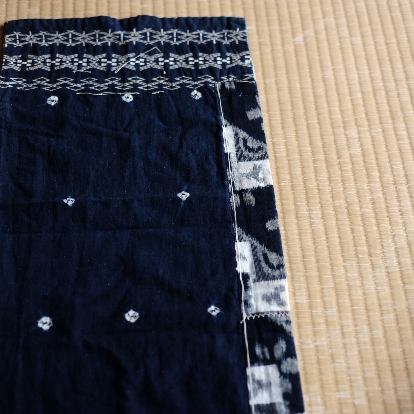 時代 藍染絞り型染め絣刺し子古布