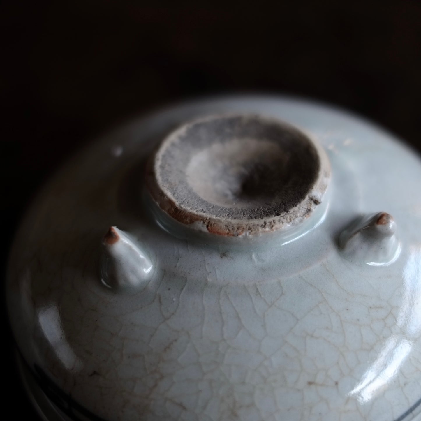 時代 山水文染付 袴腰形香炉 A (江戸時代18-19世紀)