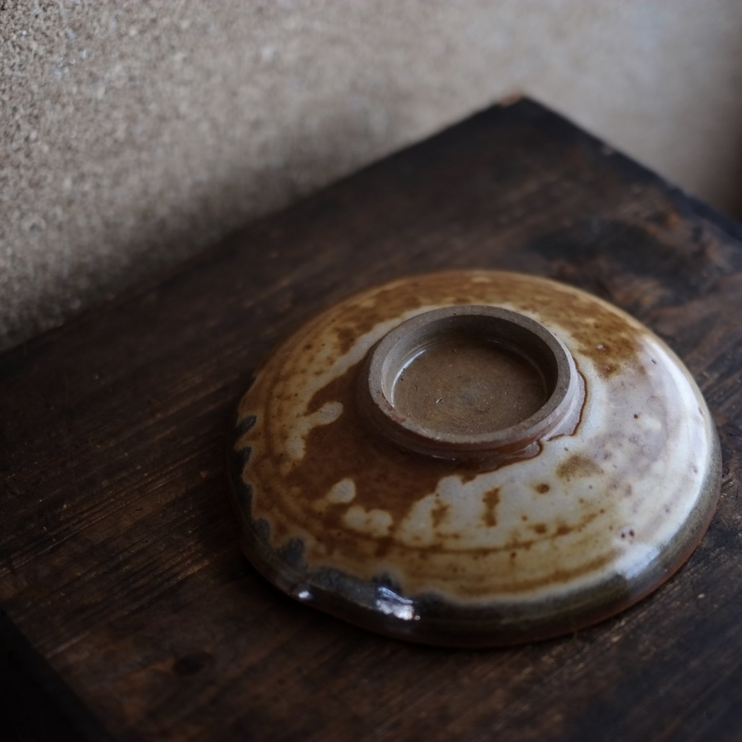 時代 灰釉片口おろし平皿