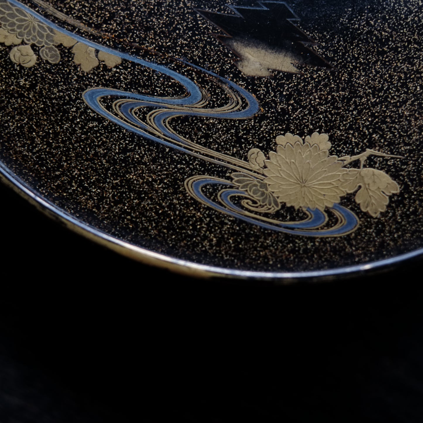 時代 梨地流水蒔絵丸香盆(19世紀)
