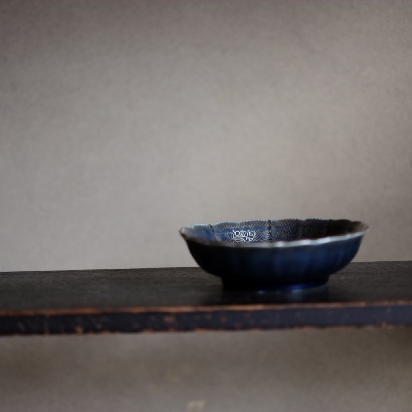 時代 瑠璃釉 金蘭手輪花膾皿 (幕末-明治時代)