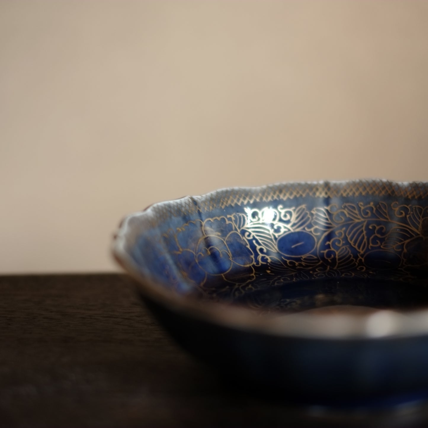 時代 瑠璃釉 金蘭手輪花膾皿 (幕末-明治時代)