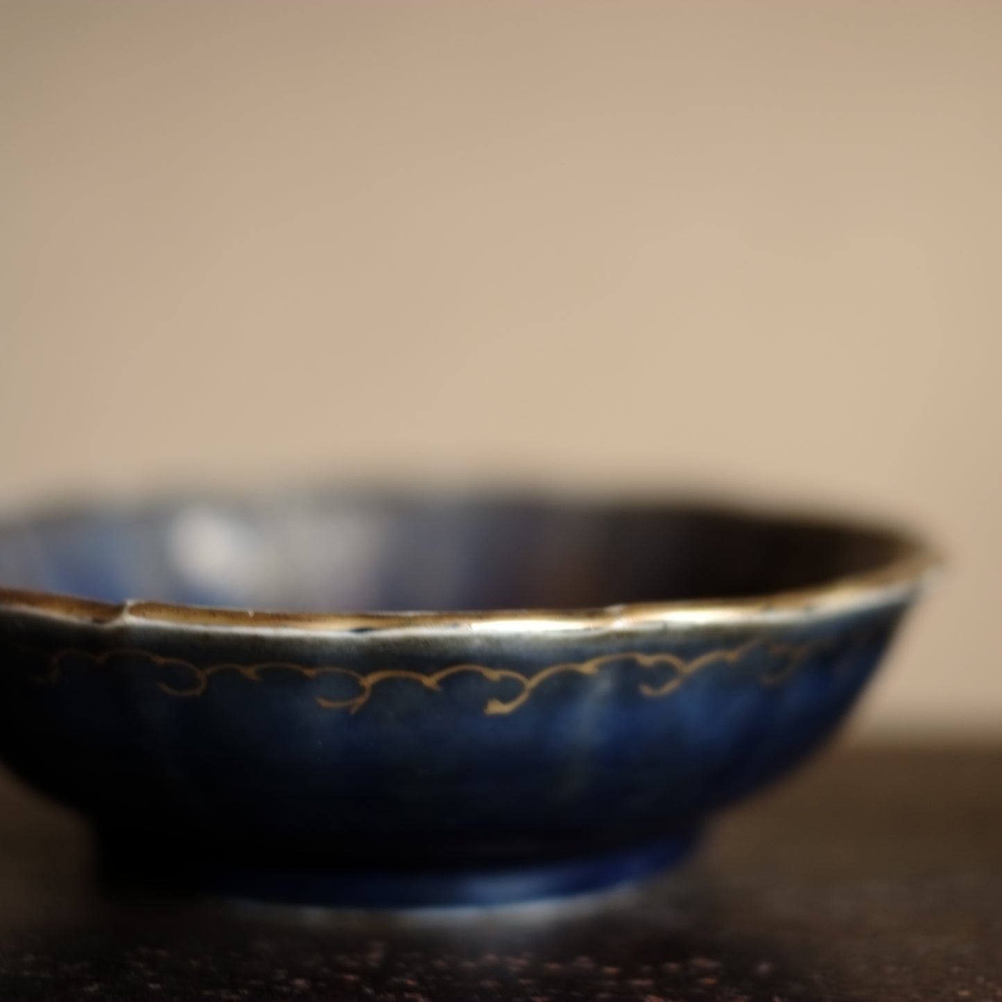 時代 瑠璃釉 金蘭手輪花膾皿 (幕末-明治時代)