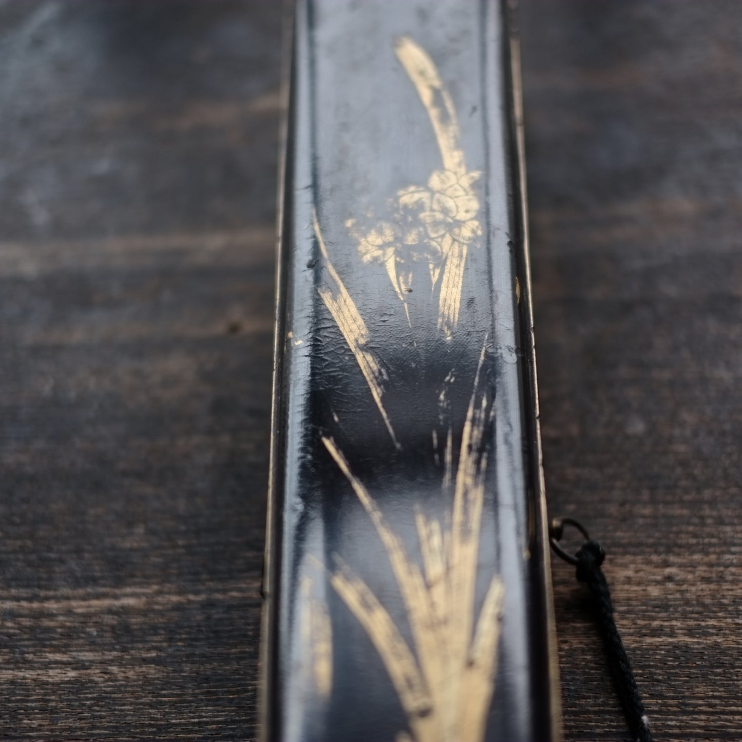 時代 布着黒漆塗水仙蒔絵文箱 (江戸時代)