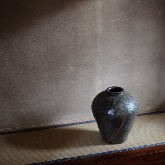 時代 褐釉大壺 (清朝 19世紀頃)