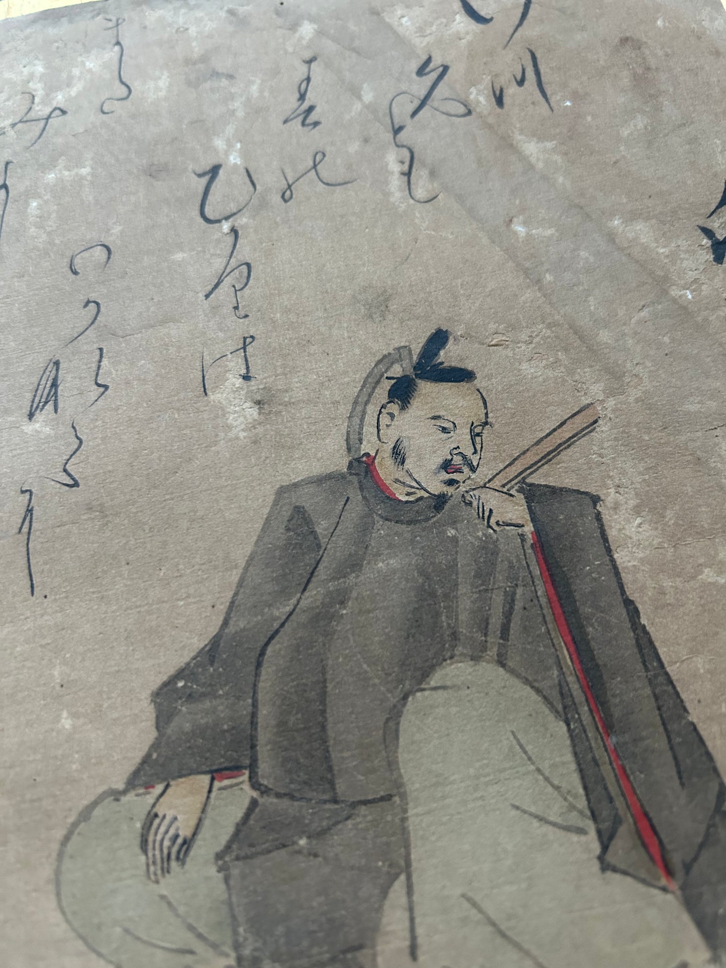 肉筆彩筆 三十六歌仙書画色紙 凡河内 躬恒 (江戸時代)