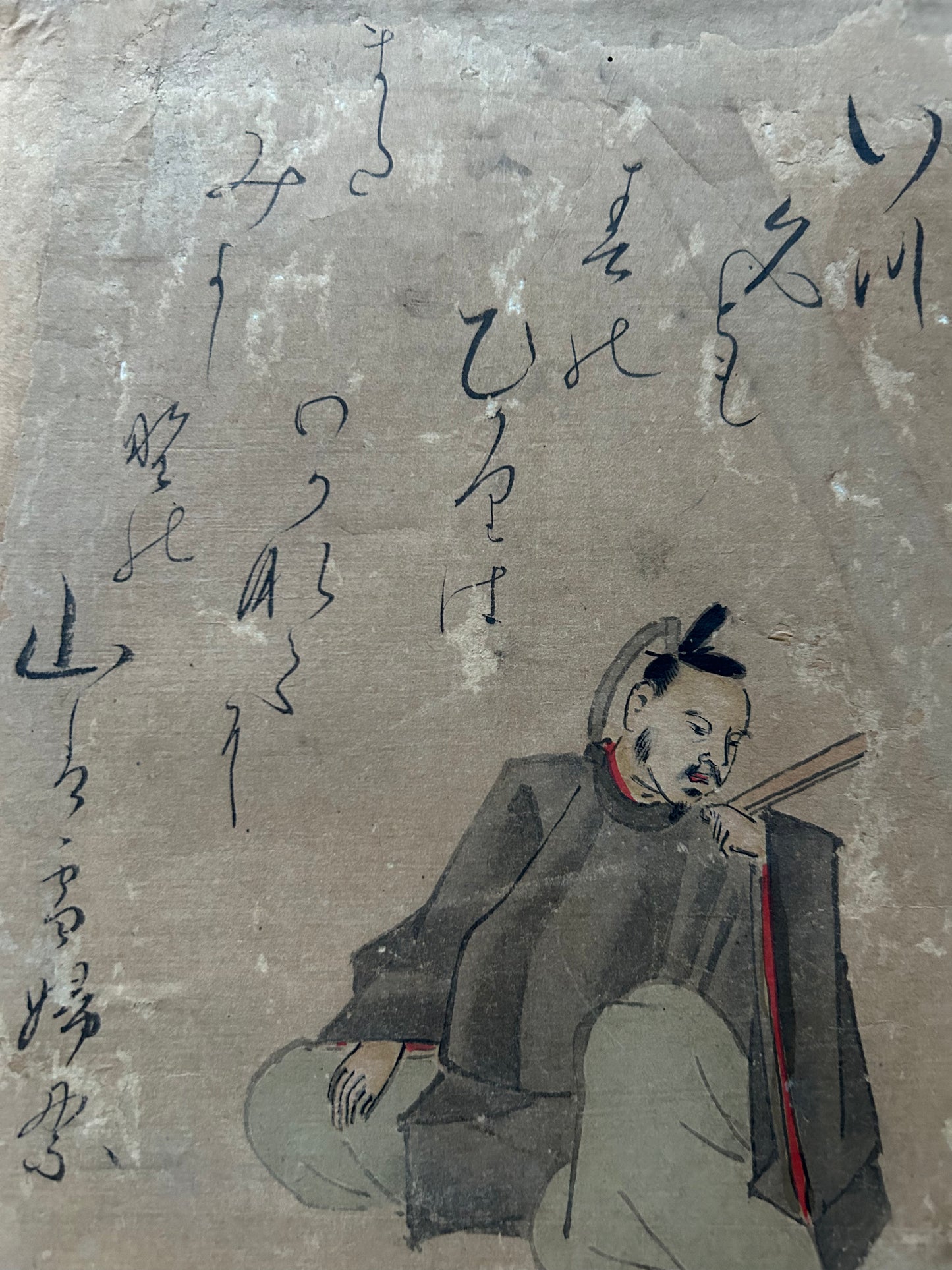 肉筆彩筆 三十六歌仙書画色紙 凡河内 躬恒 (江戸時代)