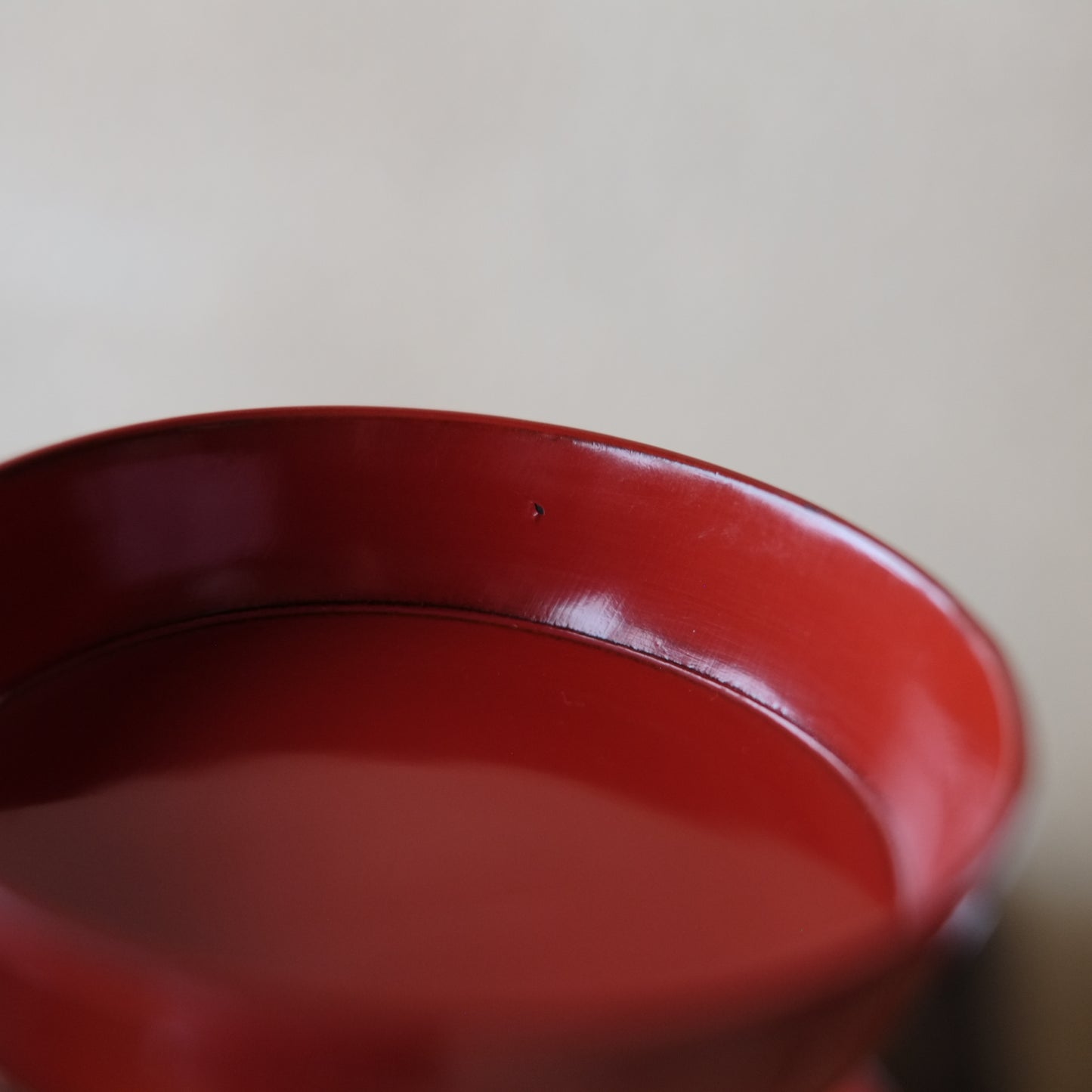 時代 天然艶漆外朱高台黒の豆子 (明治期)