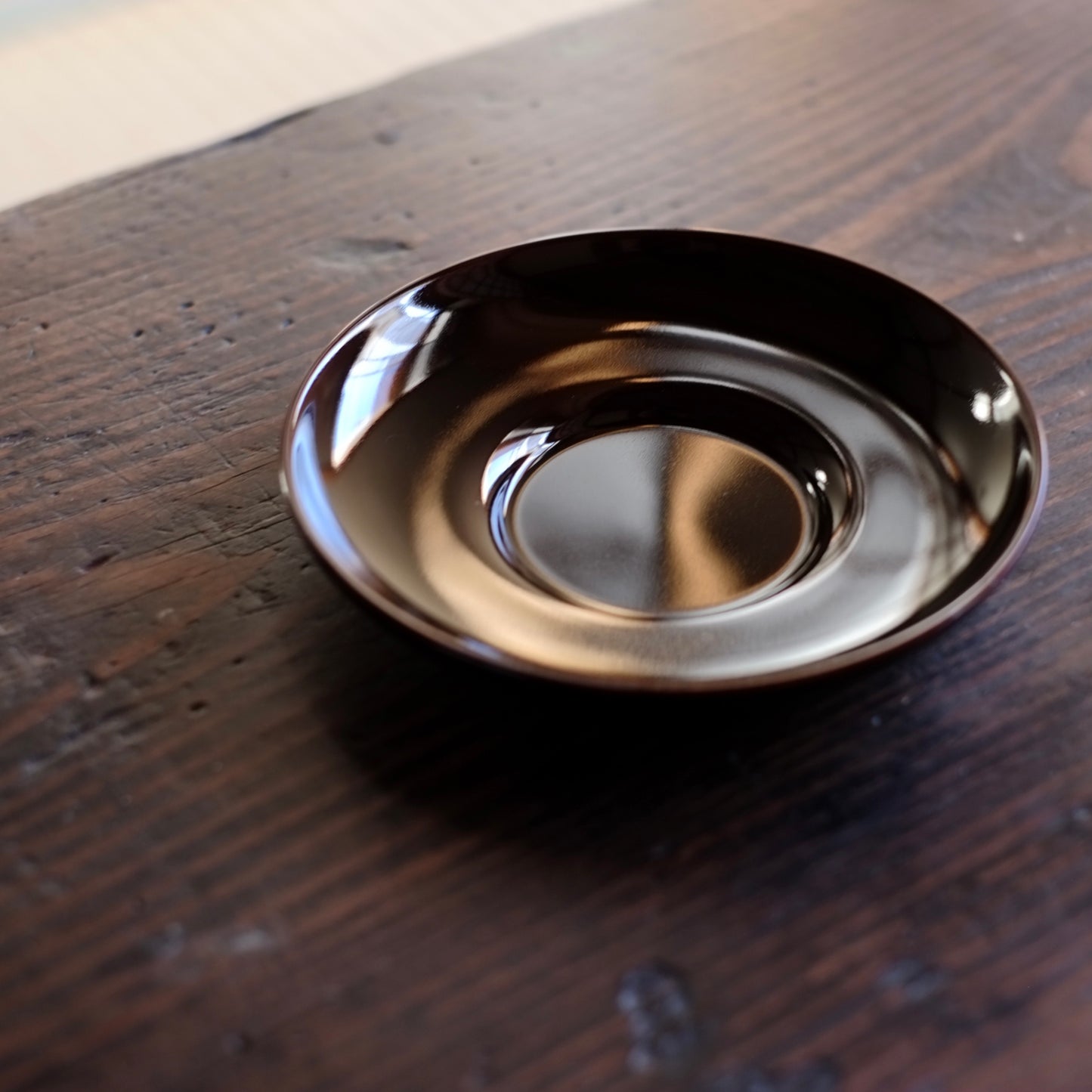 未使用保管品 極上会津塗 溜塗 だるま茶托 (大正-昭和期)