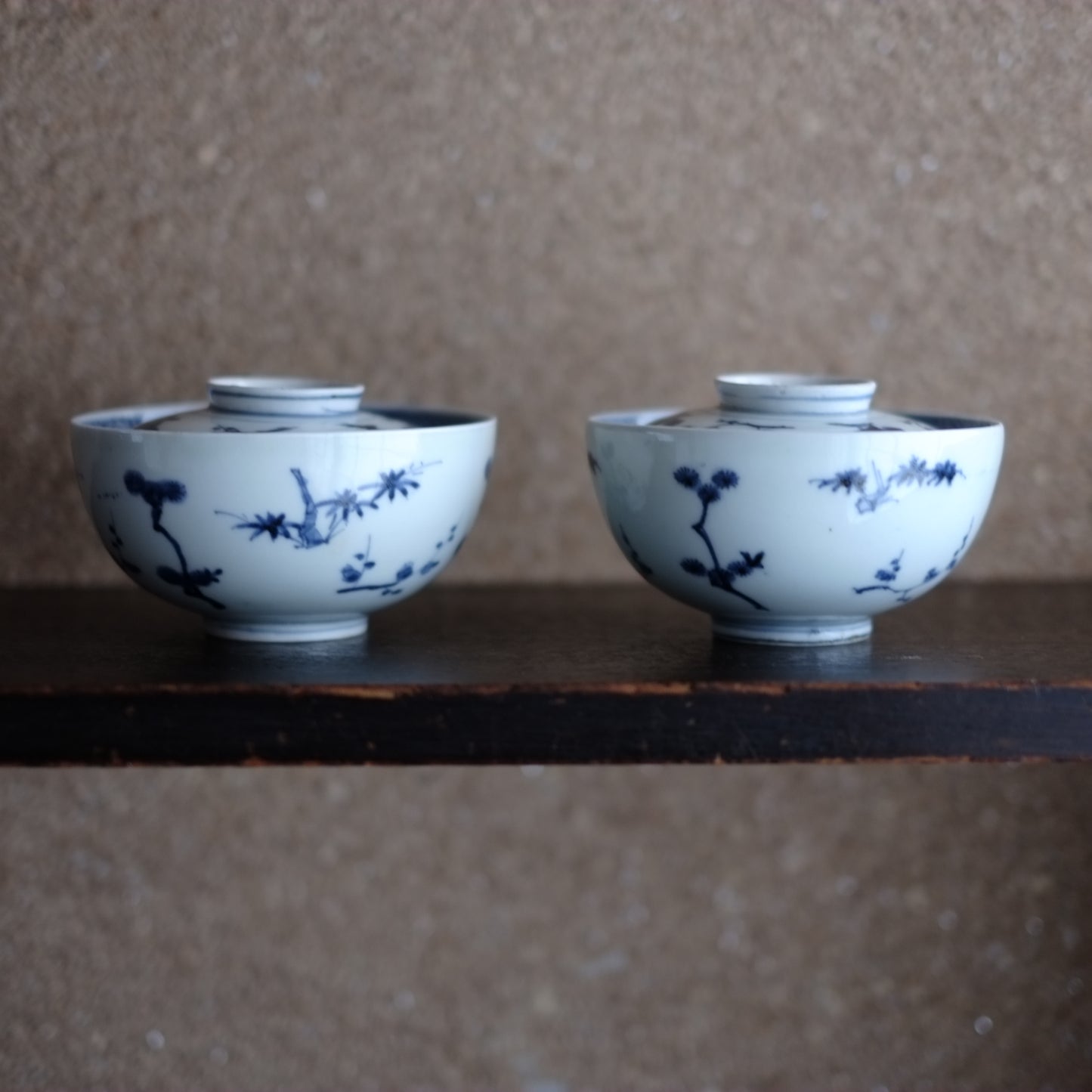 古伊万里 松竹梅文蓋付茶碗(江戸中期頃)
