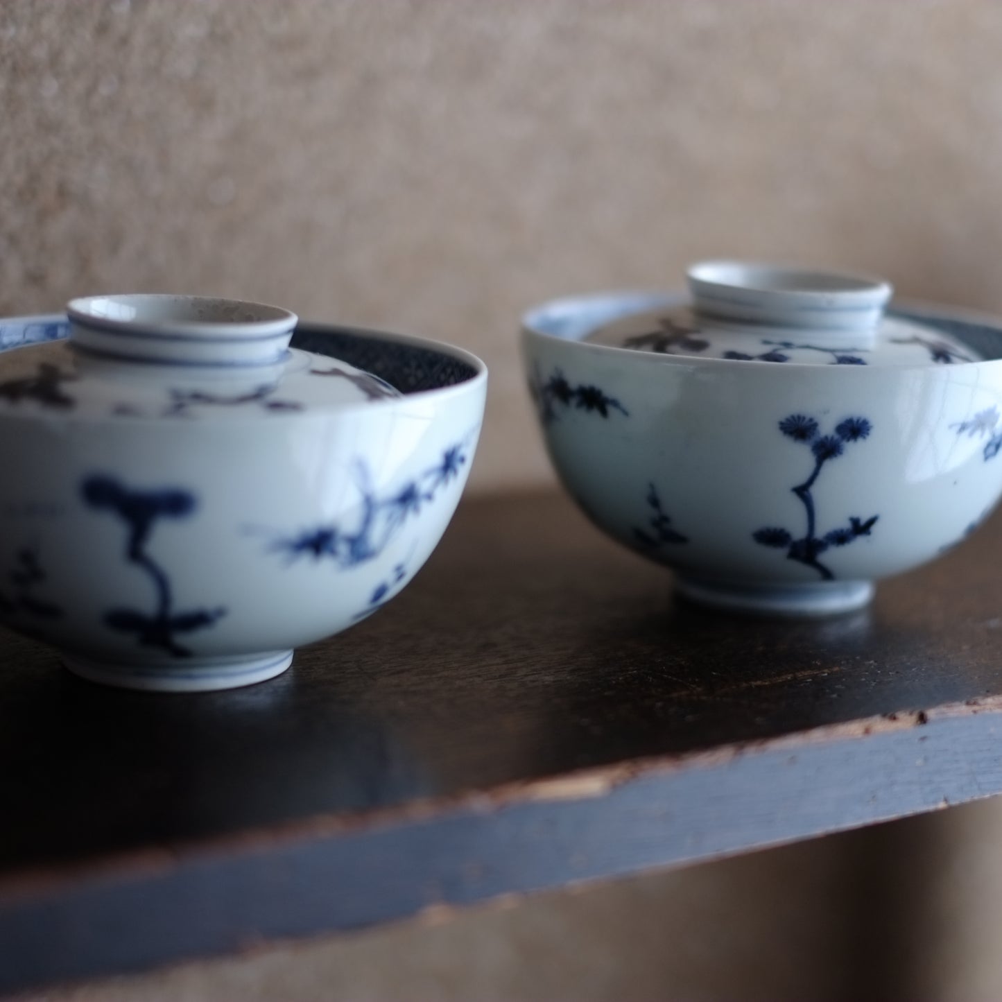 古伊万里 松竹梅文蓋付茶碗(江戸中期頃)
