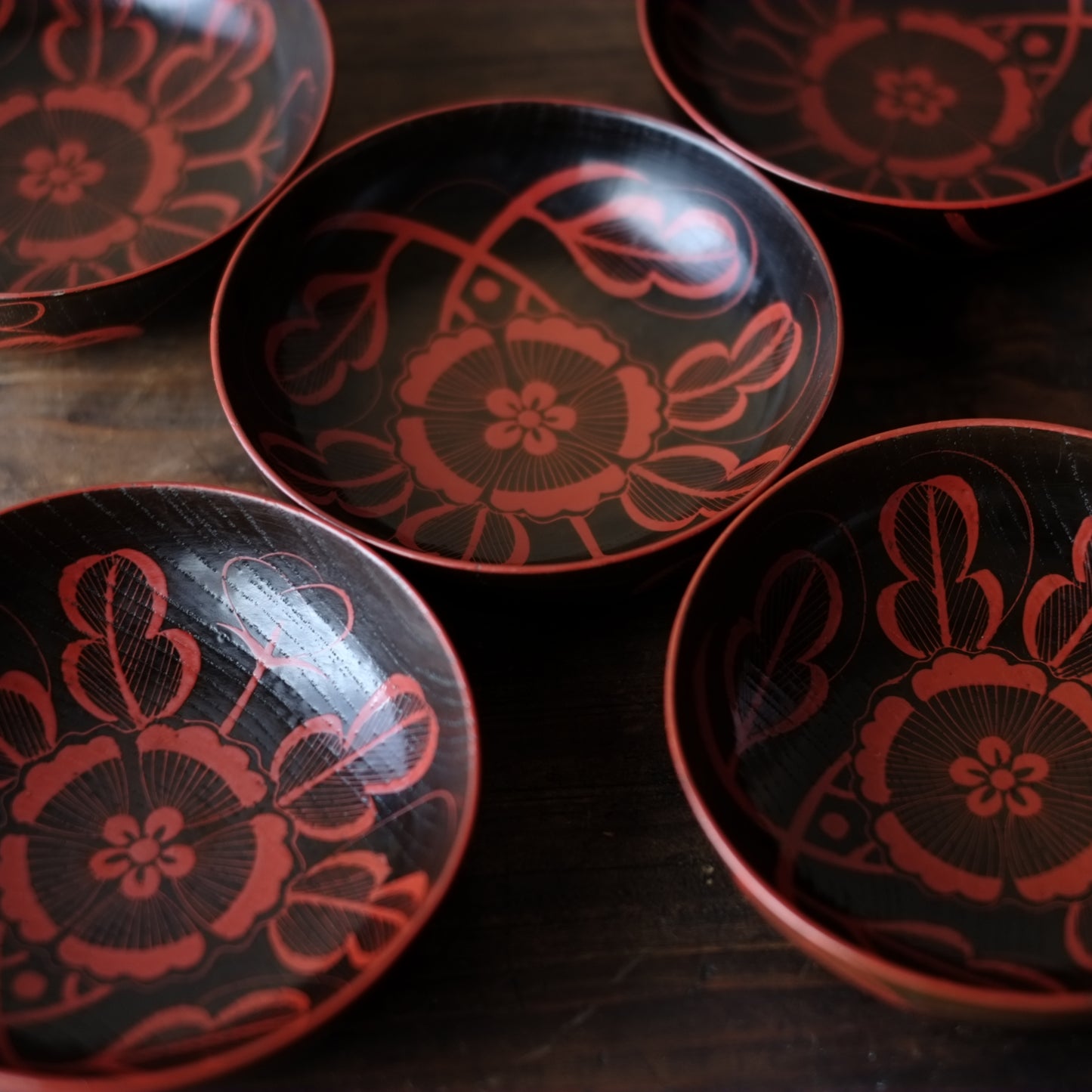 時代 吉野塗芙蓉手目弾き塗 銘々皿 (明治-大正期頃)