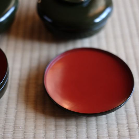 デッドストック時代 青漆内朱塗 布着蓋付平椀 (明治初期)